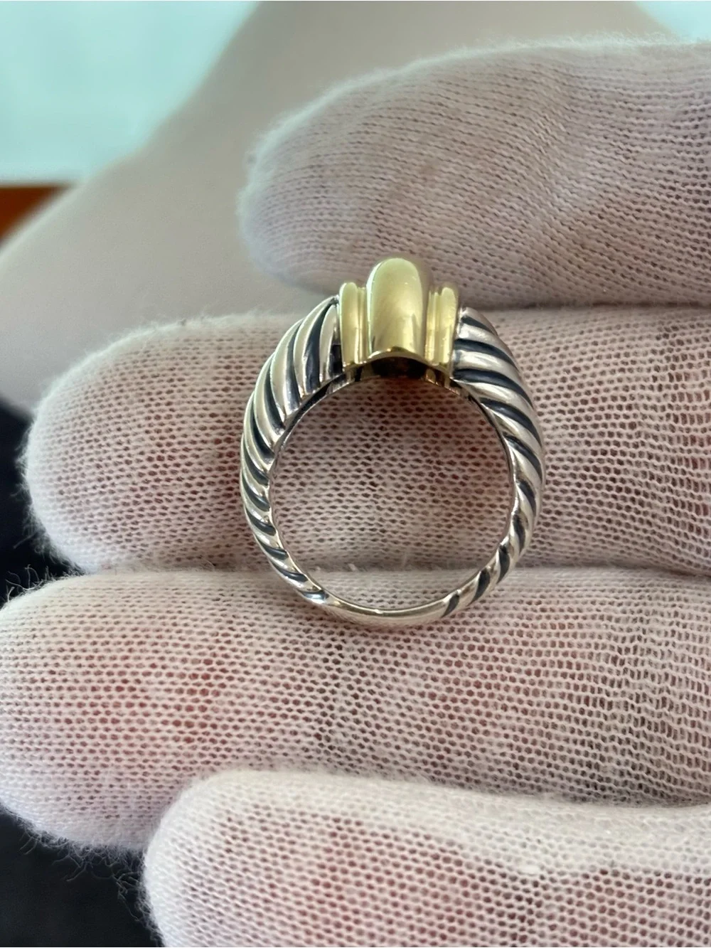 David Yurman 925 & 14k Gold Classic Cable Dome Ring 5.5